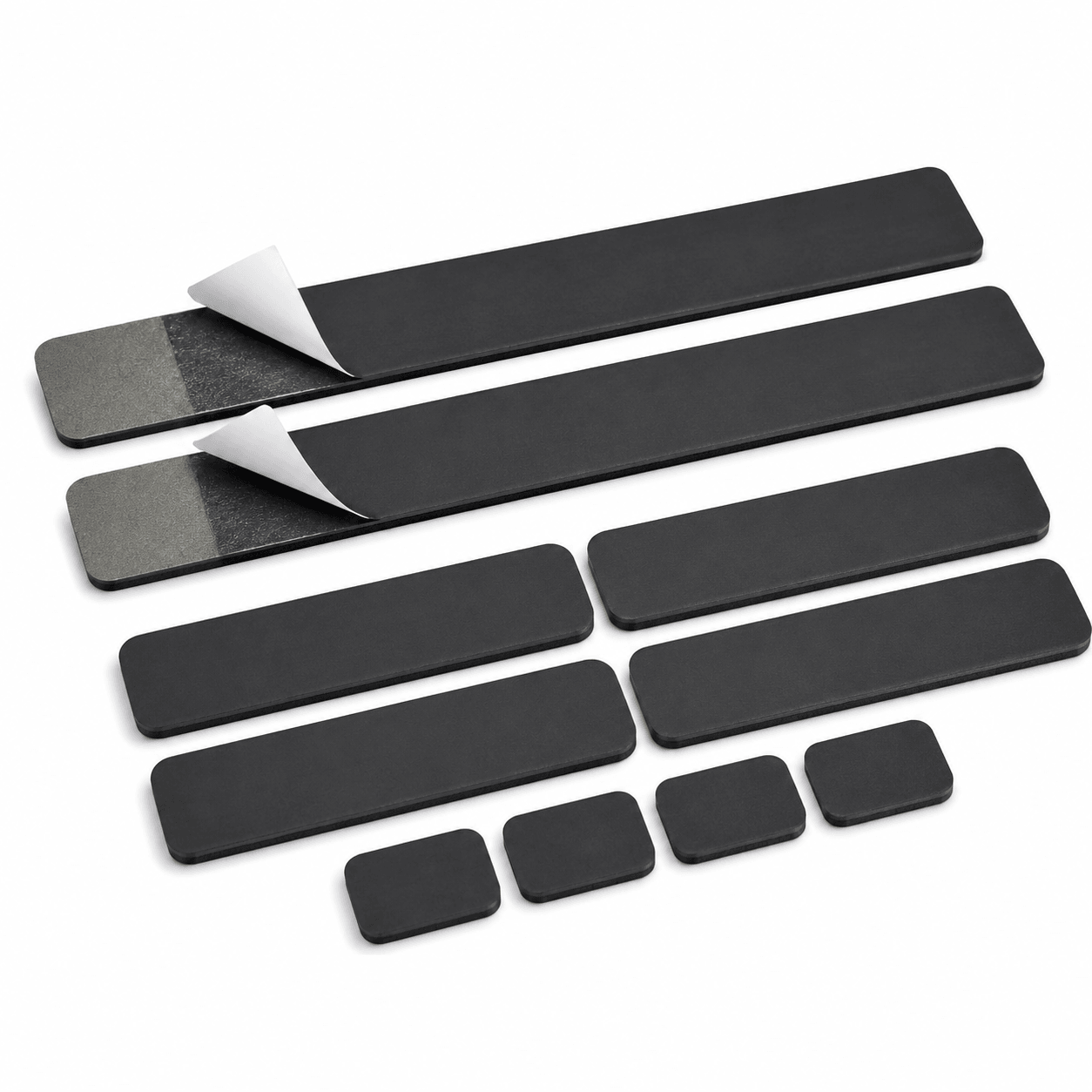 Adhesive number plate fixing strips