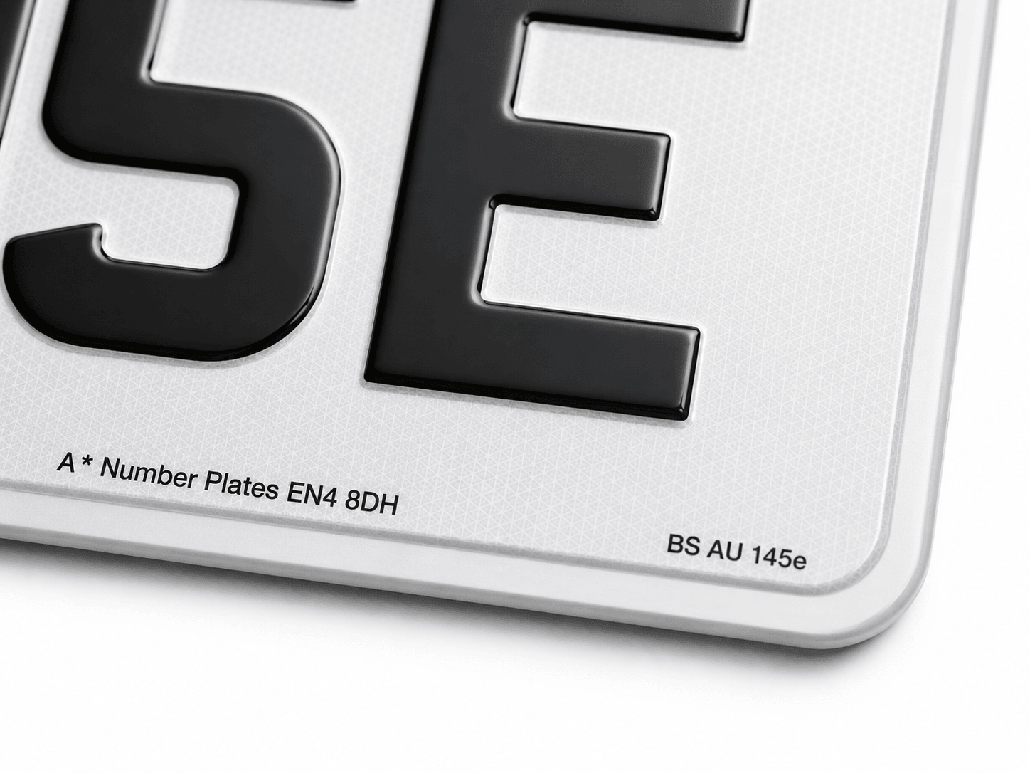 BS AU 145e marking close-up on a number plate
