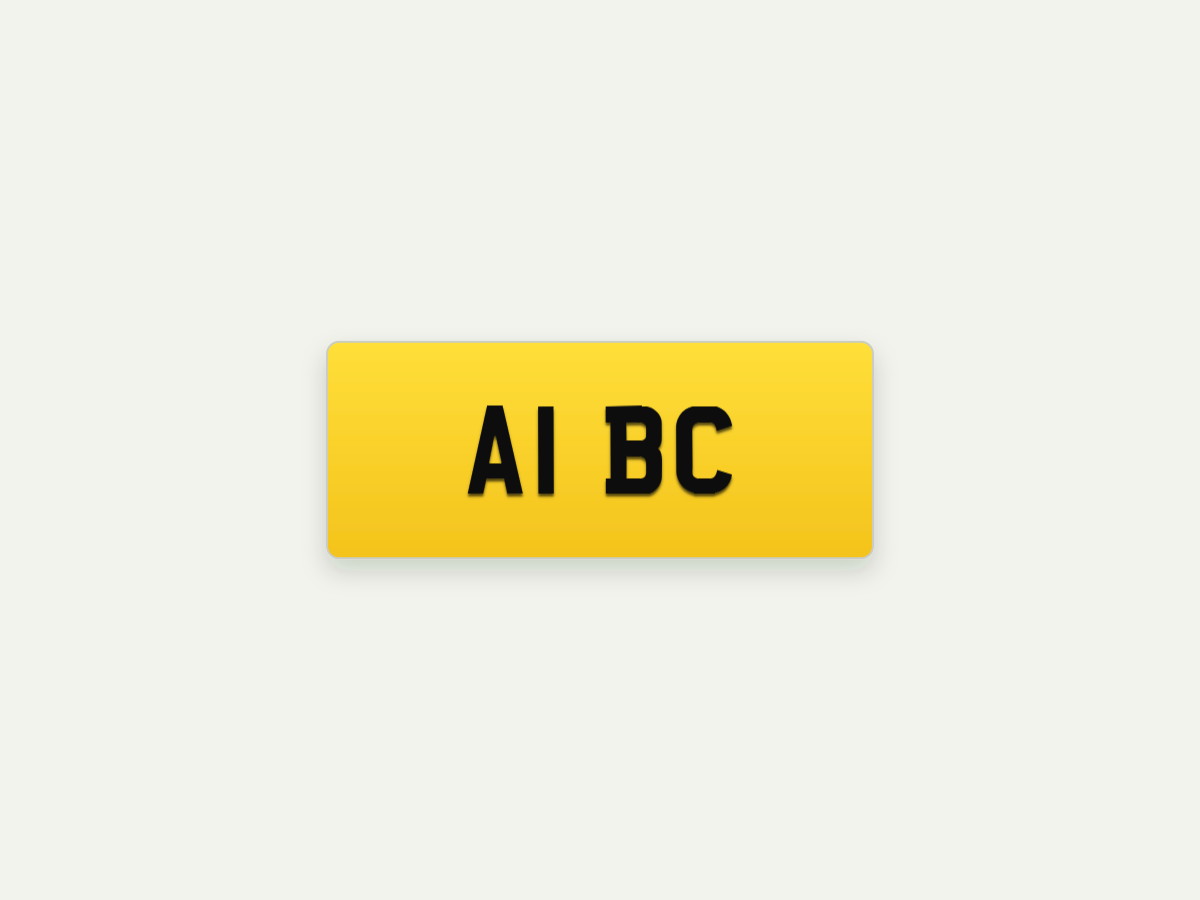 3D Gel Short Number Plate – Rear – 11 in illustrative preview