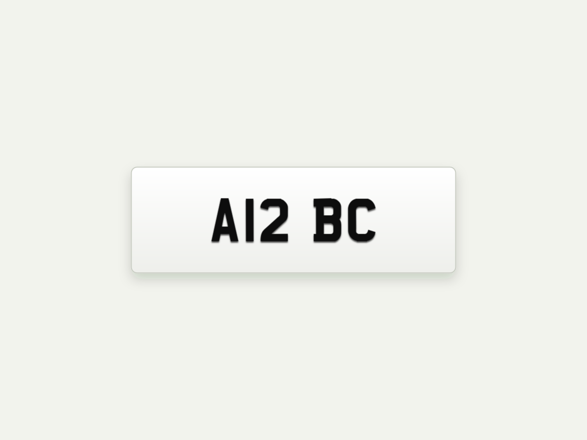 3D Gel Short Number Plate – Front – 13.4 in illustrative preview