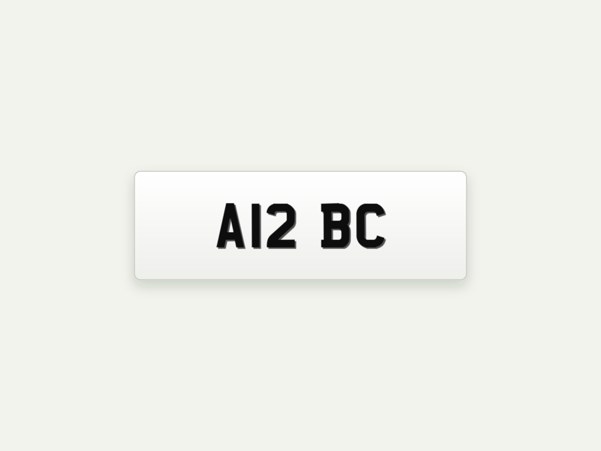 4D Gel Short Number Plate – Front – 13.4 in illustrative preview