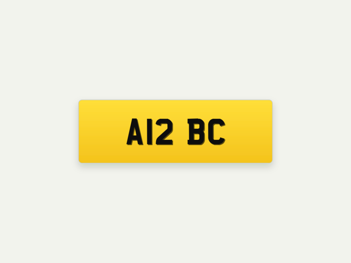 4D Gel Short Number Plate – Rear – 13.4 in illustrative preview