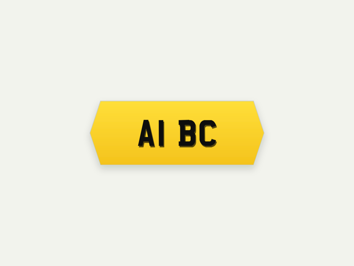 4D Retro Hex Show Number Plate – Rear – 11.9 in illustrative preview