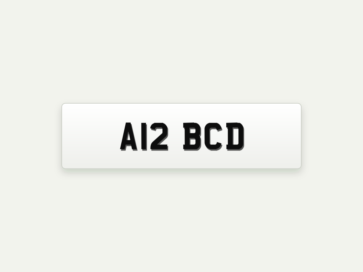 4D Retro Short Number Plate – Front – 16 in illustrative preview