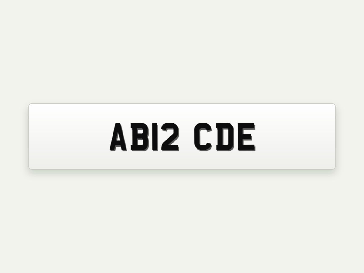 4D Retro Standard Number Plate – Front – 20.5 in illustrative preview