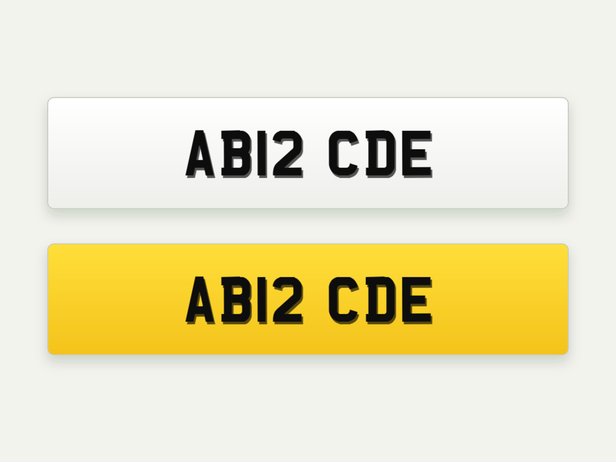 4D Retro Standard Number Plates – Front & Rear Pair – 20.5 in illustrative preview