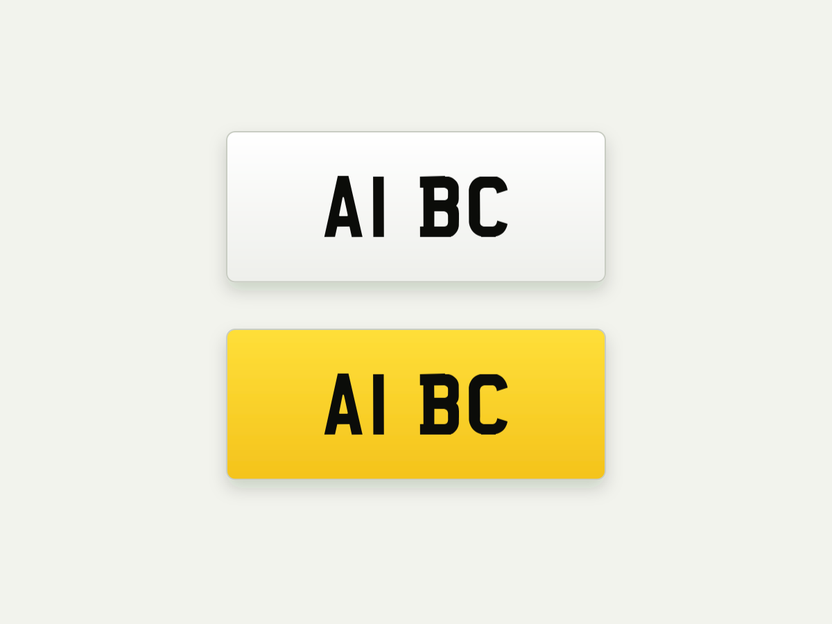Standard 2D Short Number Plates – Front & Rear Pair – 11 in illustrative preview