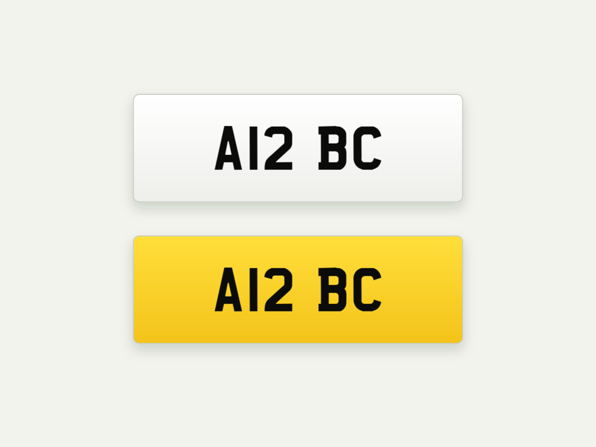 Standard 2D Short Number Plates – Front & Rear Pair – 13.4 in illustrative preview