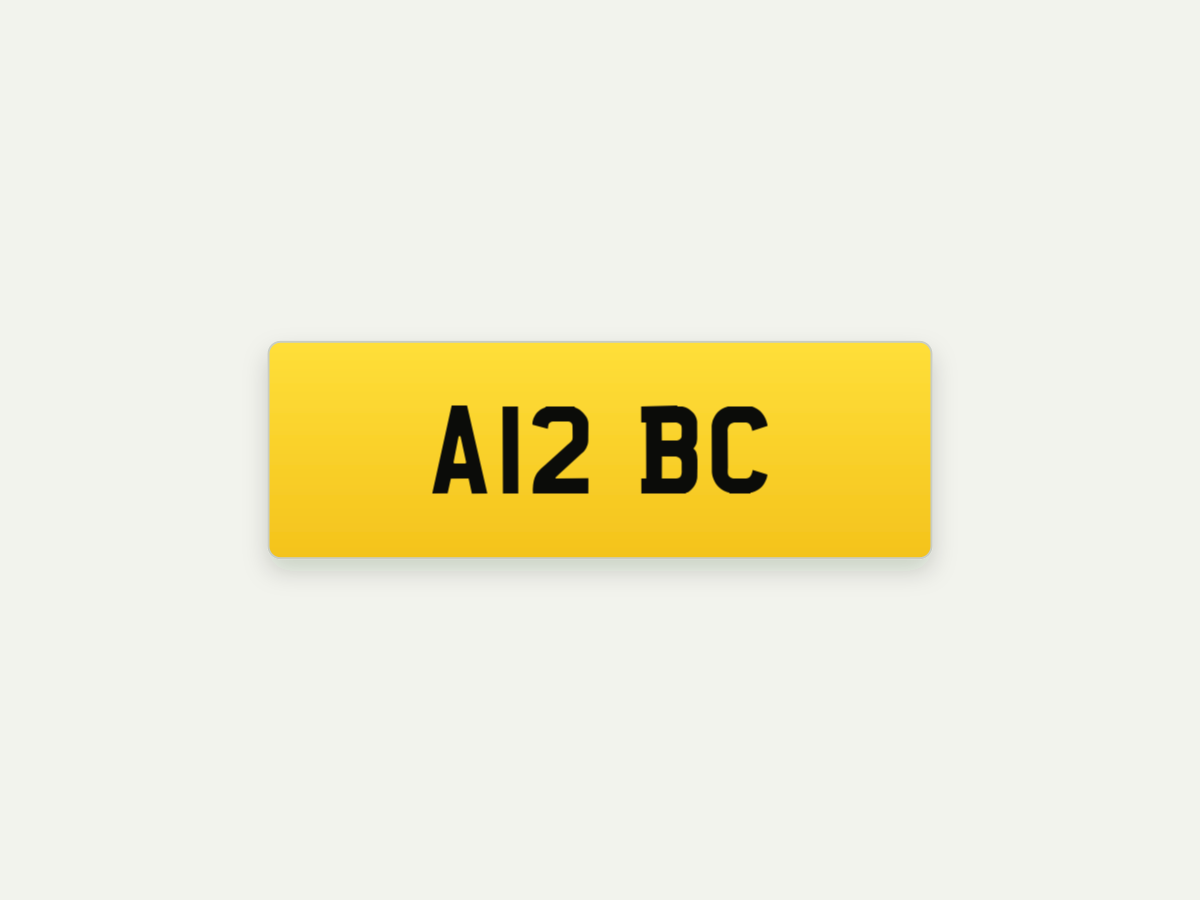 Standard 2D Short Number Plate – Rear – 13.4 in illustrative preview