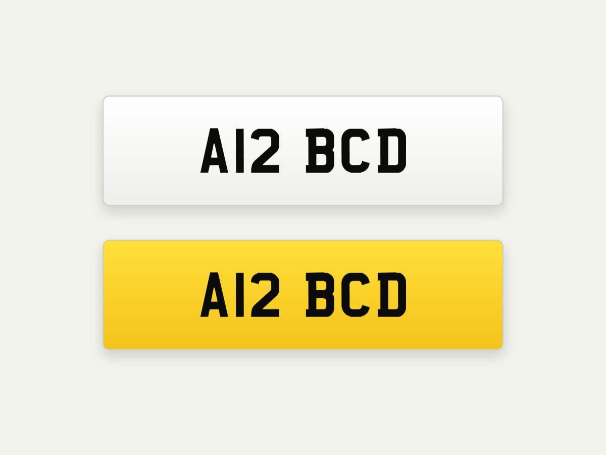Standard 2D Short Number Plates – Front & Rear Pair – 16 in illustrative preview
